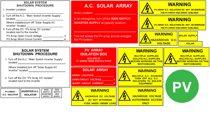 ac solar label for commercial solar installation