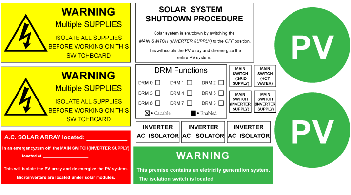 ac solar label for AC solar installation