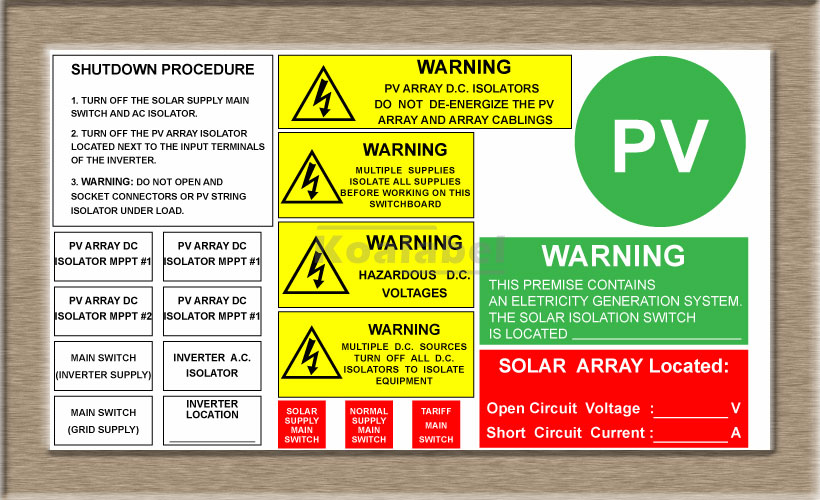 Solar PV Label Kit DeLuxe