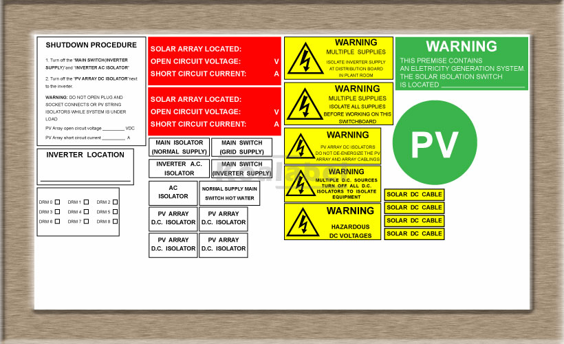 Solar PV Label Kit DeLuxe