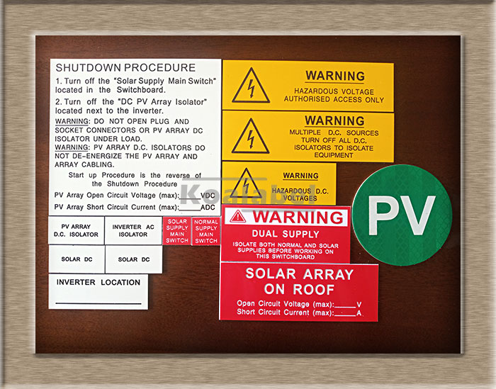 Solar Photovoltaic Label Kit