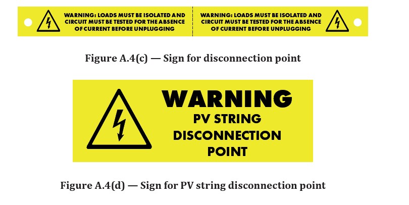 sign for PV string disconnectioin point